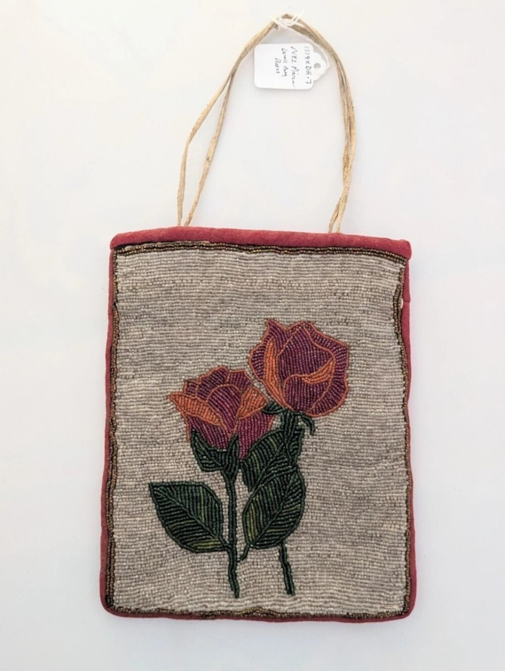 C.1930 Nez Perce Beaded Floral Wall Tote By